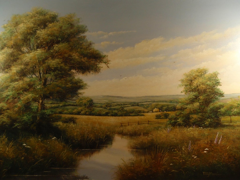 Appraisal: Tony Mercier Contemporary Harvest Time tranquil summer landscape oil on