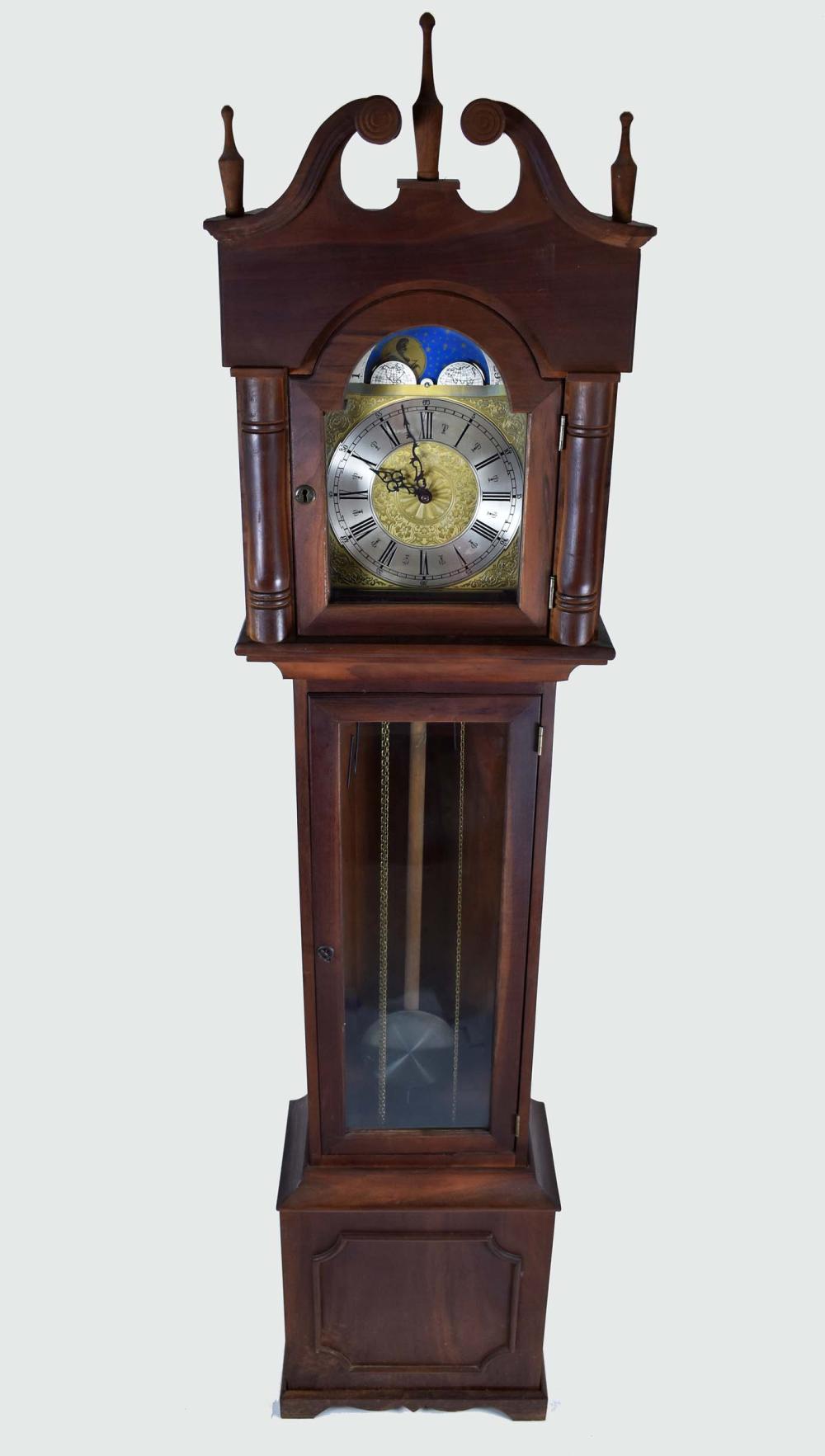 Appraisal: CHIPPENDALE STYLE WALNUT CHIMING TALL CASE CLOCK th Century Unsigned