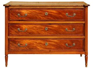 Appraisal: French Directoire fruitwood commode circa having a shaped top above