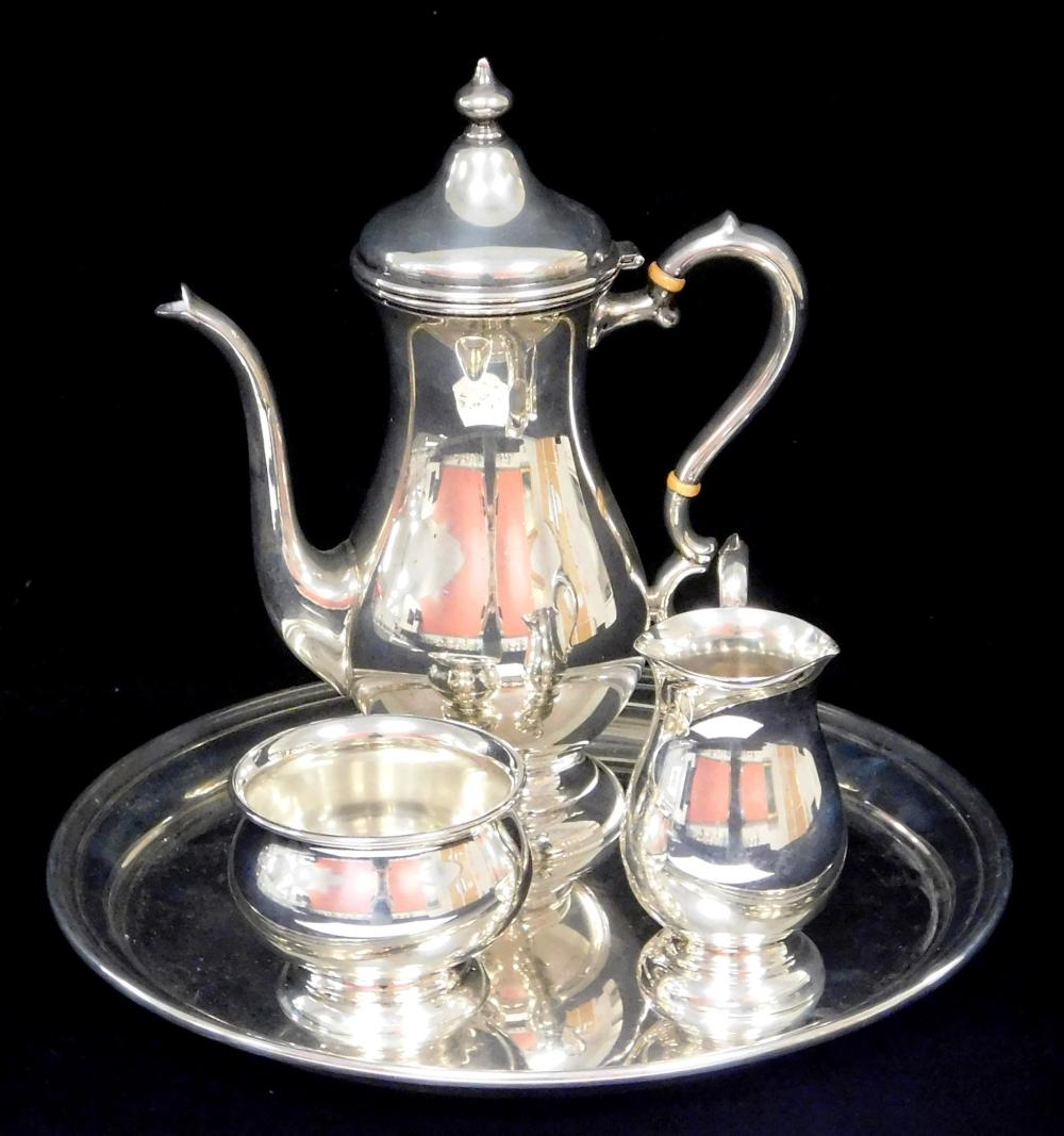 Appraisal: STERLING Four-piece sterling silver coffee service by Preisner Queen Anne