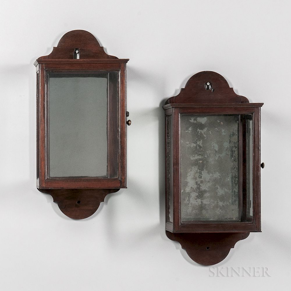 Appraisal: Pair of Mirrored Mahogany Light Boxes Pair of Mirrored Mahogany