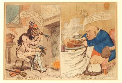 Appraisal: pieces Hand-Colored Engravings English Caricature Prints French Liberty British Slavery