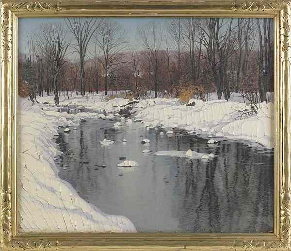 Appraisal: Carl Wuermer American - oil on canvas winter landscape signed