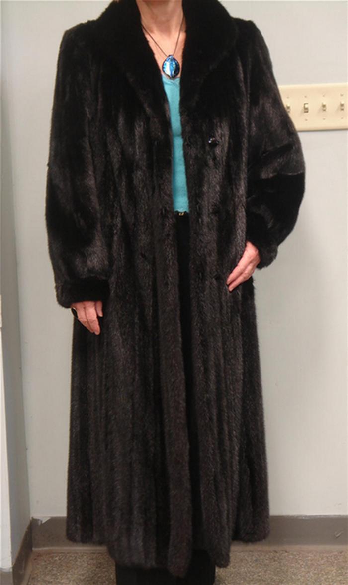 Appraisal: Full length black mink coat about size - Zinman Fur