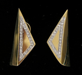 Appraisal: Lady's Triangle Design Diamond Earrings Good solid construction in k