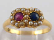 Appraisal: A yellow metal tests carat gold ruby sapphire and seed