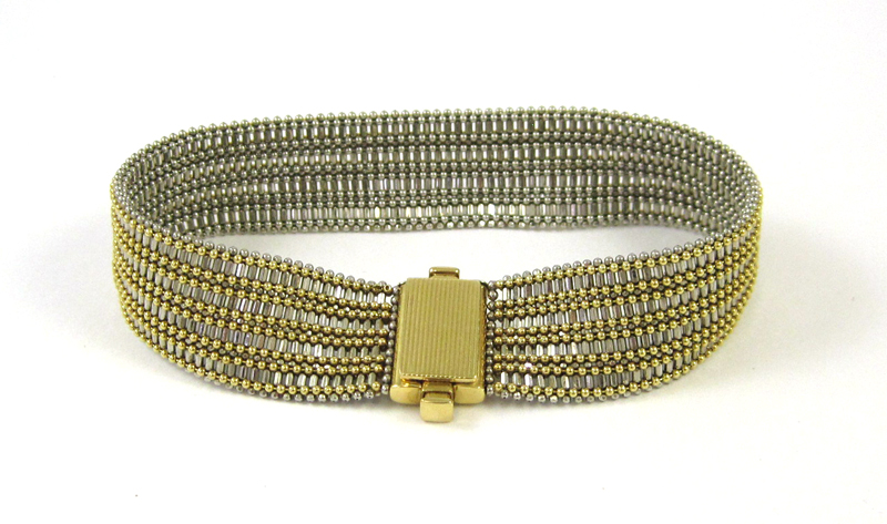 Appraisal: PLATINUM AND EIGHTEEN KARAT GOLD BRACELET measuring - inches in