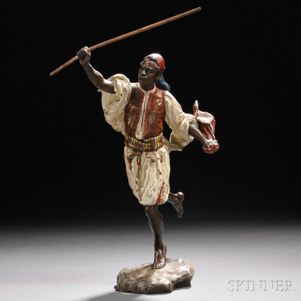 Appraisal: Bergman Vienna Cold-painted Bronze Figure of a Moor Austria c