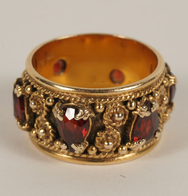 Appraisal: Gold marked K Edwardian style ring band fancy prong set