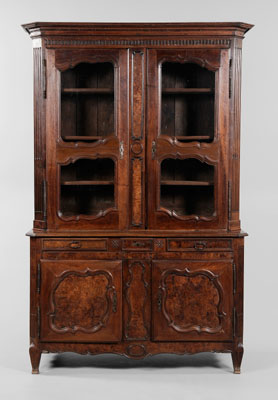 Appraisal: Provincial Louis XV Burlwood Cabinet French th th century burl