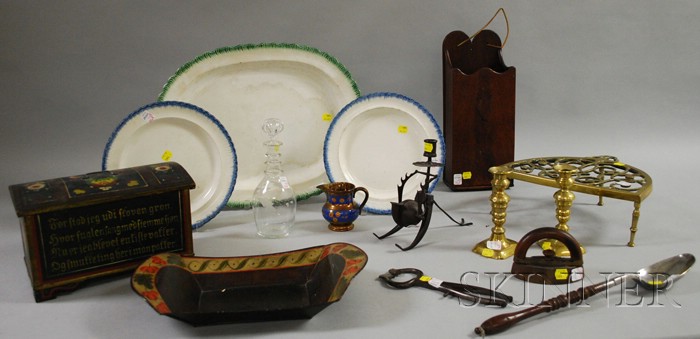 Appraisal: Fifteen Assorted Metal Glass and Ceramic Decorative Items a tole