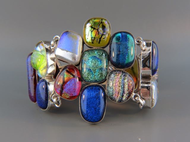 Appraisal: Diochronic Art Glass Sterling Bracelet colorful grams