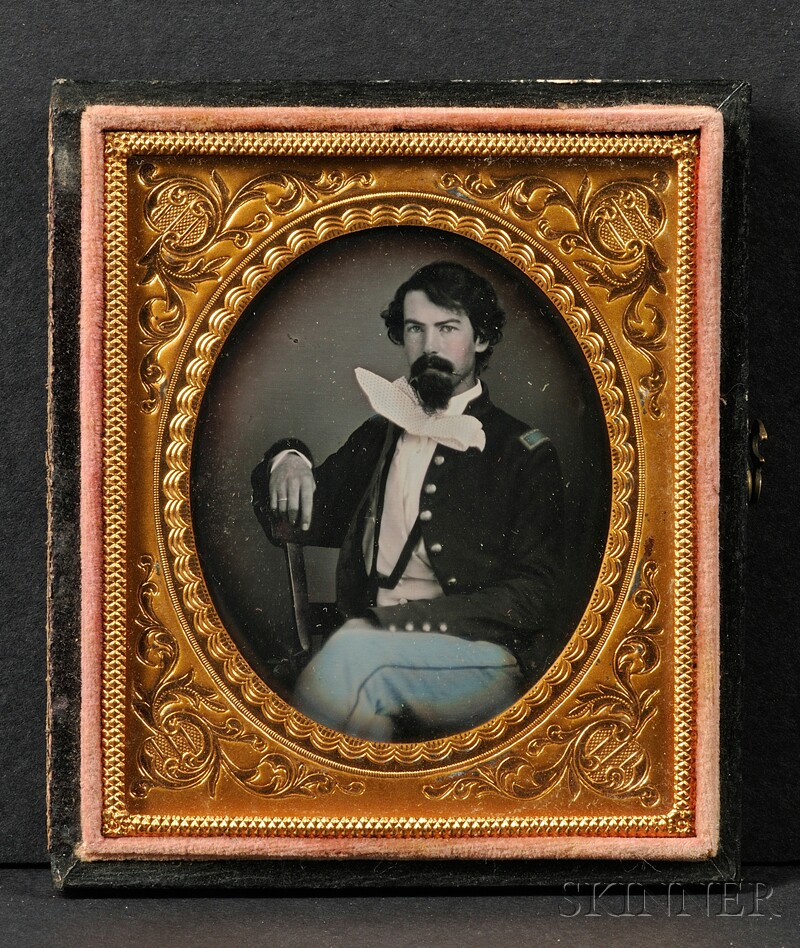 Appraisal: Sixth Plate Daguerreotype Portrait of a Seated Union Officer with