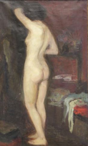 Appraisal: Large th C Oil on Canvas of a Standing Nude