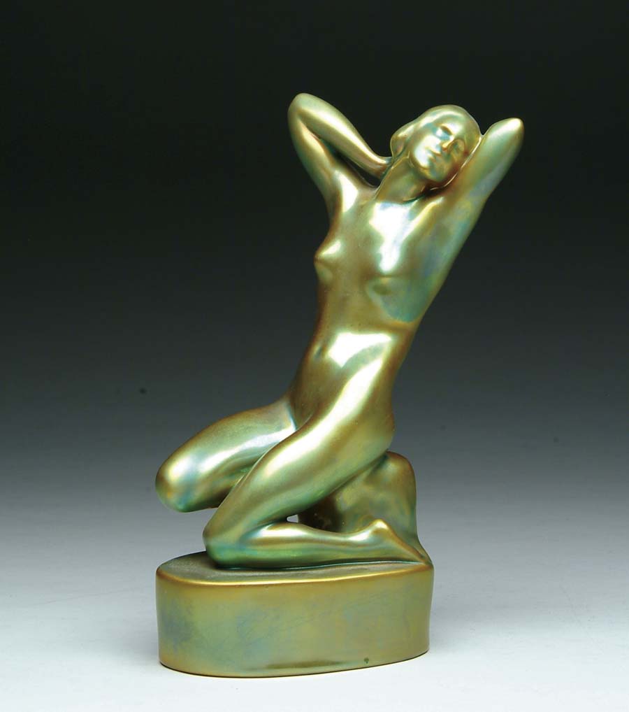 Appraisal: ZSOLNAY NUDE FIGURE Wonderful Art Nouveau nude figure of a