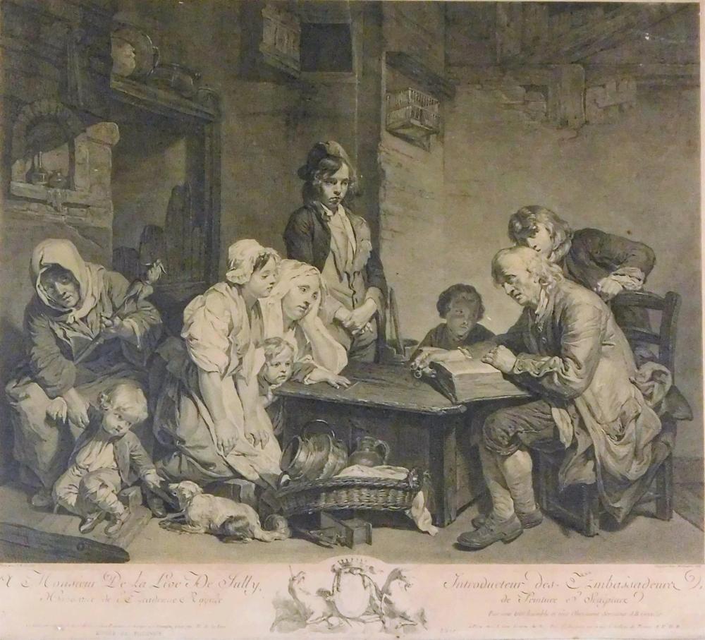 Appraisal: th C engraving La Lecture de la Bible after Jean-Baptiste