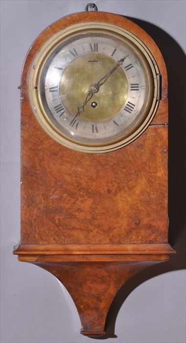 Appraisal: VICTORIAN FIGURED WALNUT WALL CLOCK The in face signed McCabe