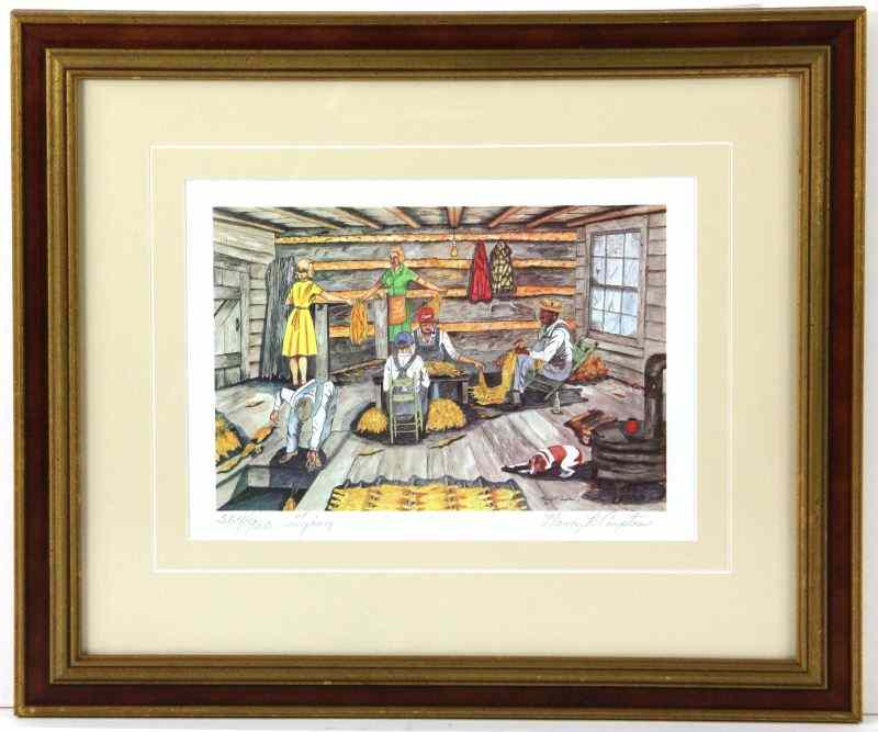 Appraisal: Nancy Compton NC ''Tying''color lithograph pencil signed in lower right