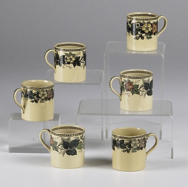 Appraisal: WEDGWOOD Six demitasse cups in the Bramble pattern Each marked