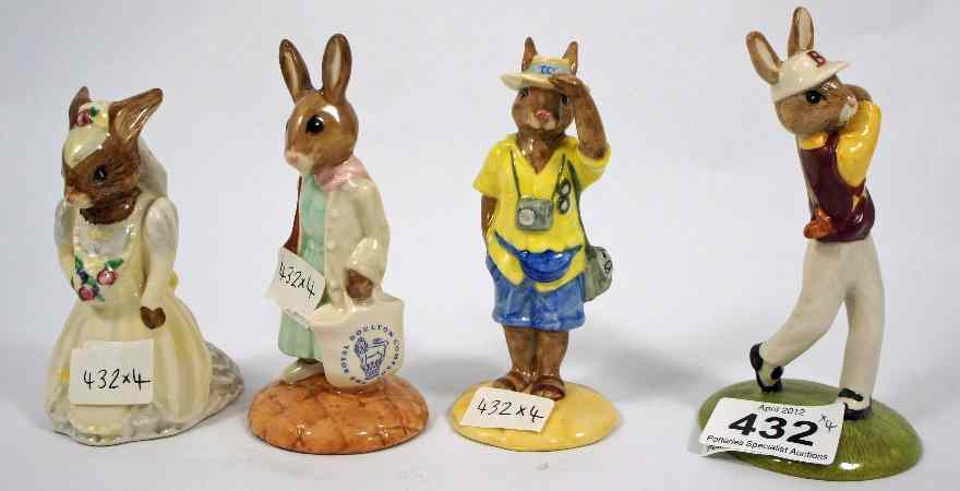 Appraisal: Royal Doulton Bunnykins Tourist DB Golfer DB Bride DB and