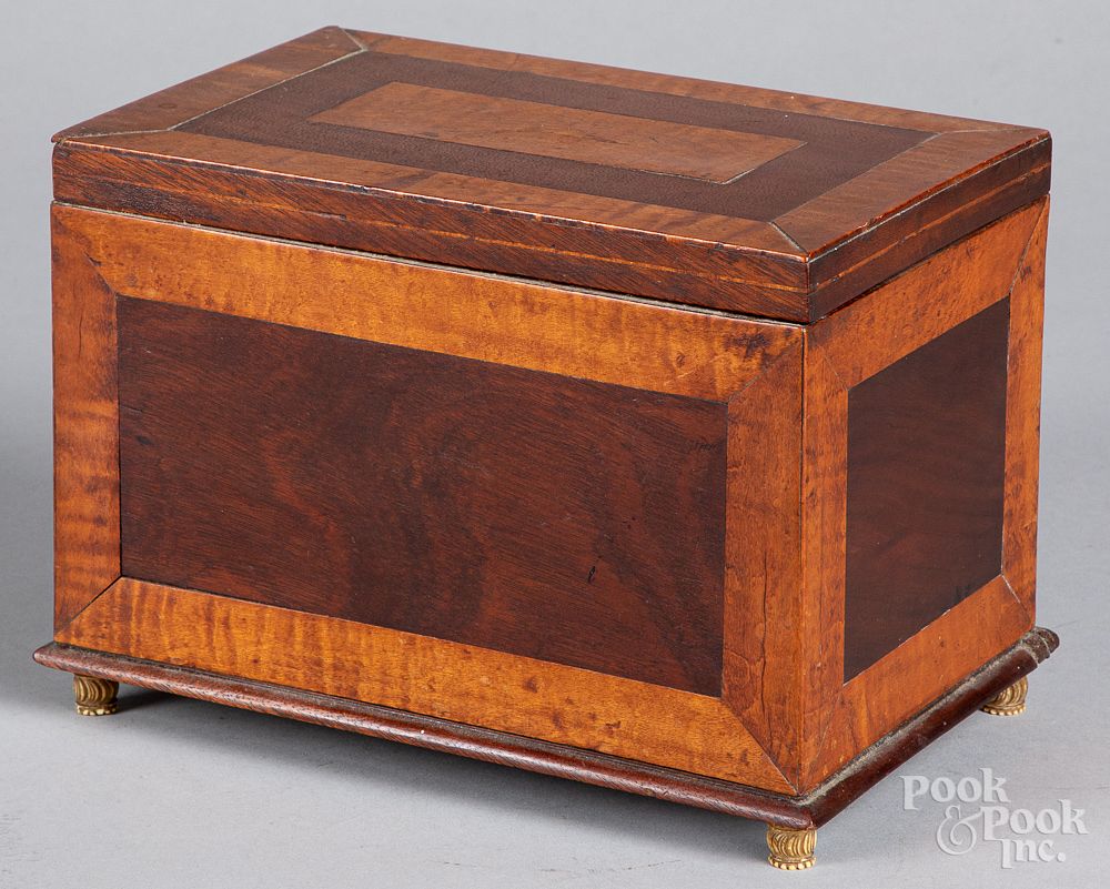 Appraisal: Maple and walnut dresser box th c Maple and walnut