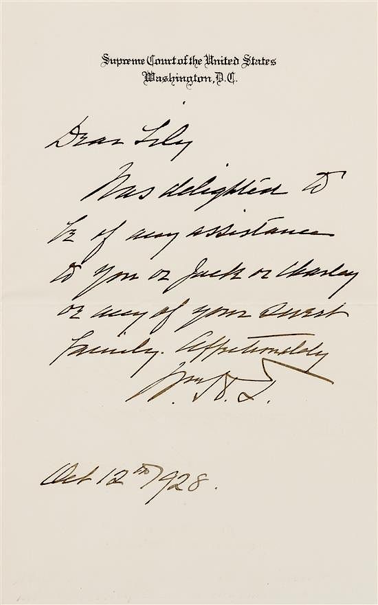 Appraisal: TAFT William Howard Autographed letter signed Wm H T as