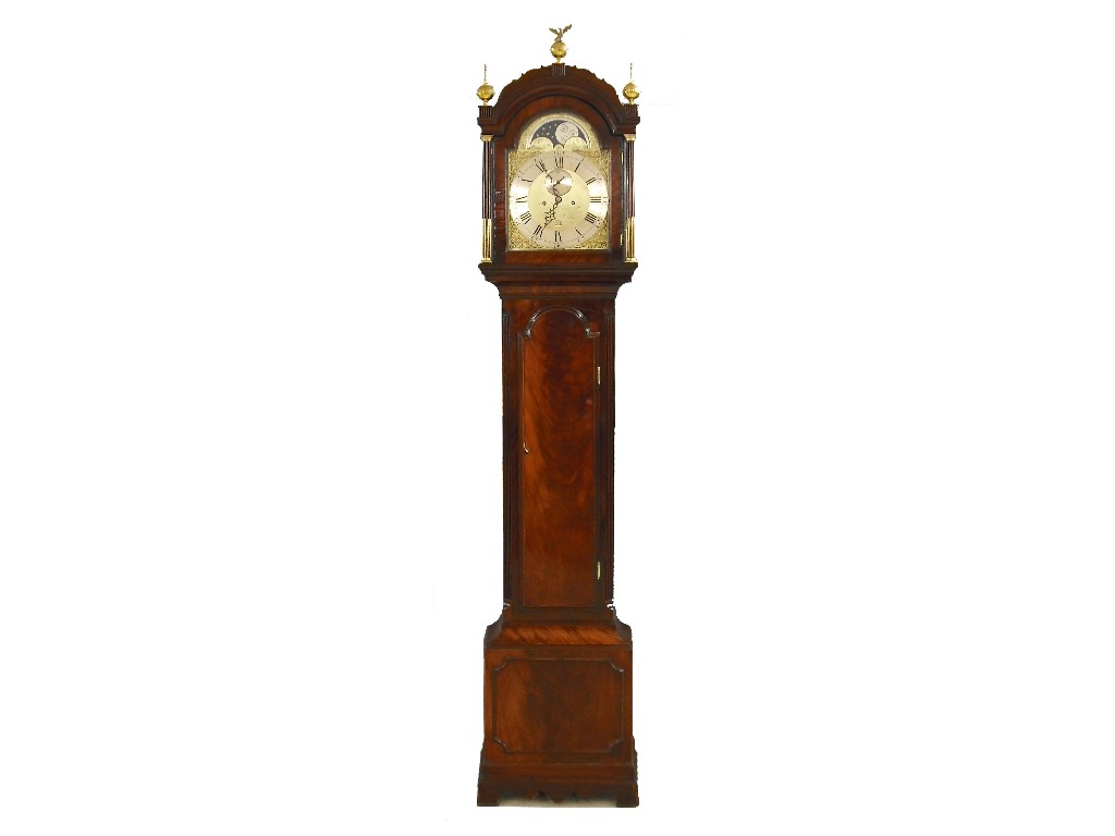 Appraisal: Good mahogany eight day longcase clock the brass arched dial