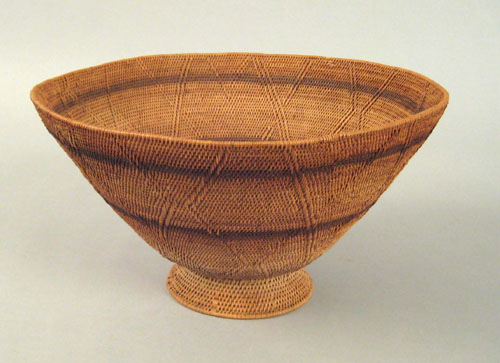 Appraisal: California twined basketry bowl with footed base h dia