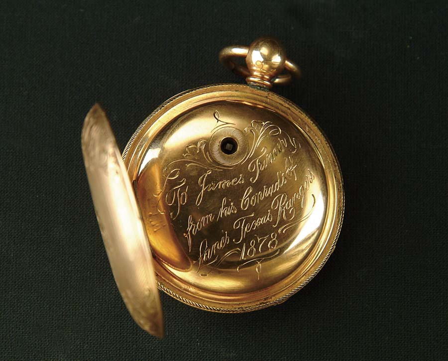 Appraisal: HISTORIC INSCRIBED GOLD POCKET WATCH TO JAMES TURNER-TEXAS RANGER An