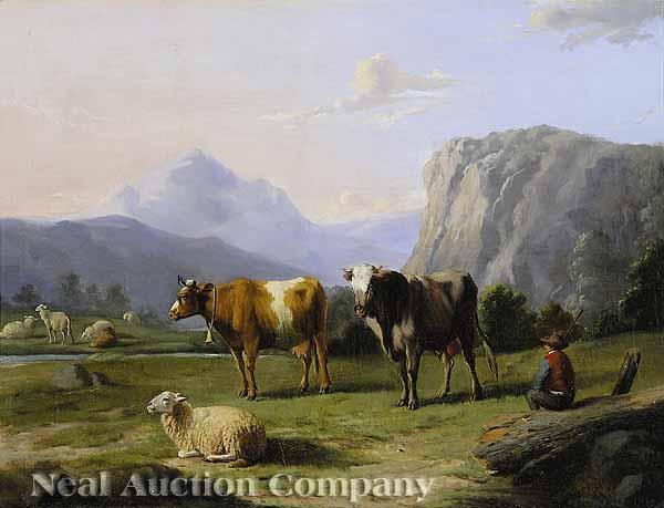 Appraisal: Louis Pierre Verwee Belgian - An Alpine Shepherd Amongst his