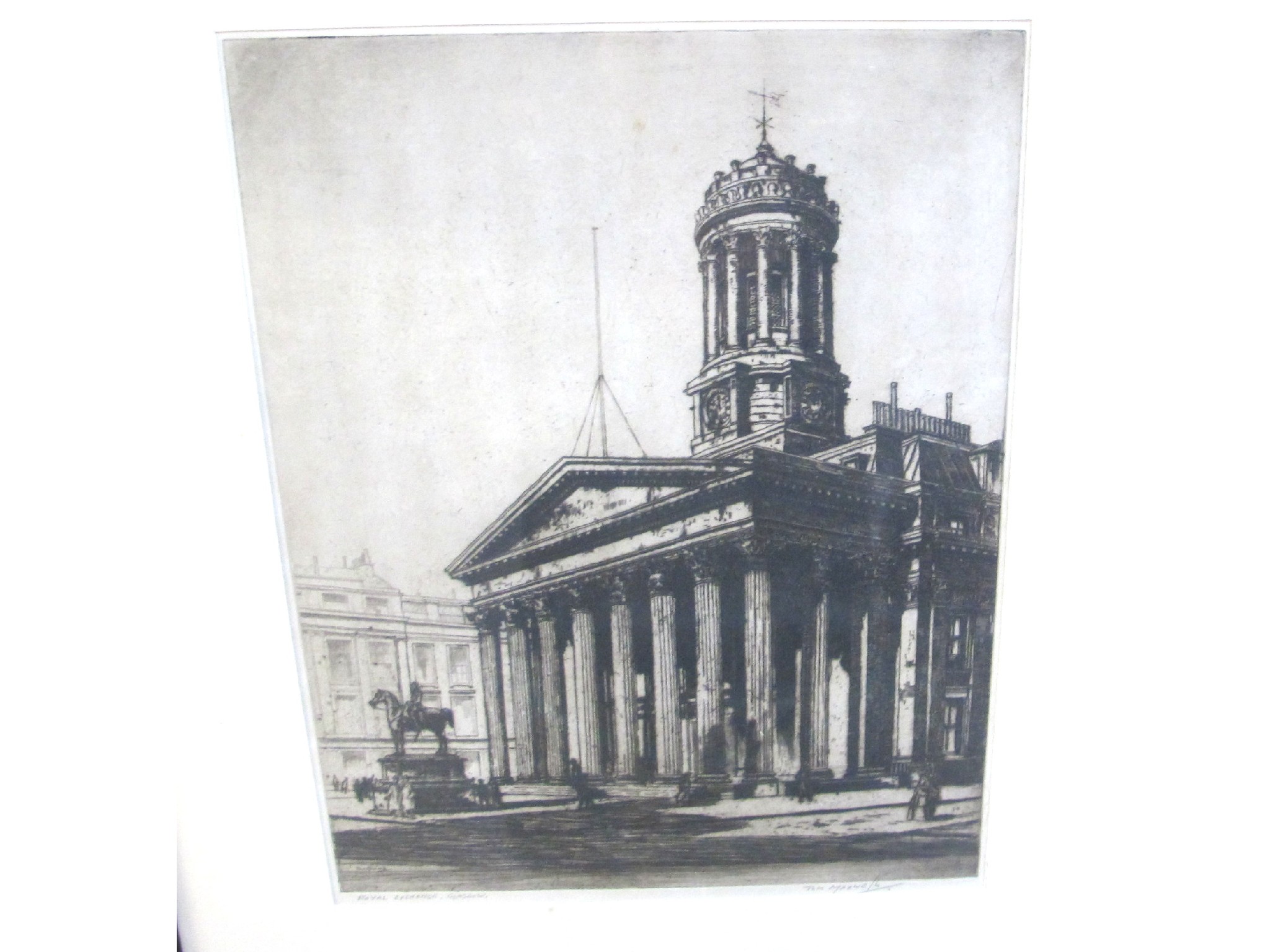 Appraisal: TOM MAXWELL Royal Exchange Glasgow signed etching and an etching