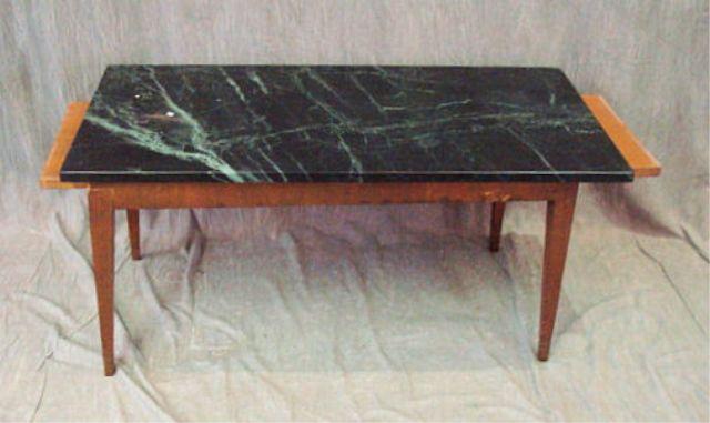 Appraisal: Midcentury Marbletop Coffee Table with Side Pull outs Probably Italian