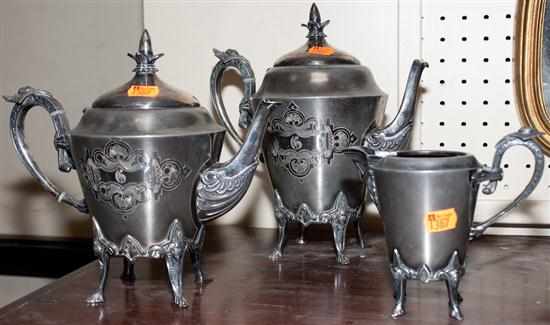 Appraisal: Aesthetic Movement silver-plated three-piece tea set Estimate - All items