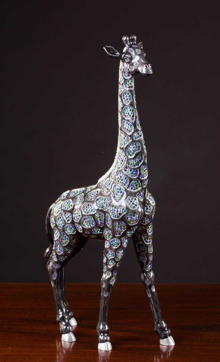 Appraisal: WEINGEROFF WILD BLACK GIRAFFE cast metal adorned with Swarovski crystals