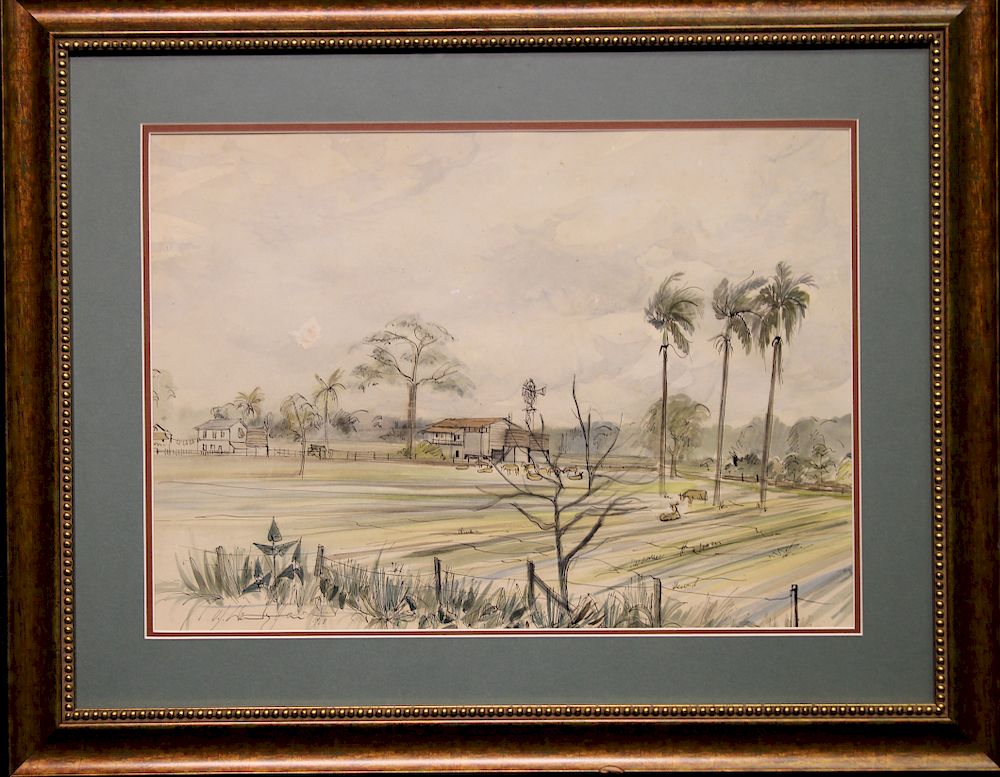 Appraisal: Florida School ' Signed Florida Homestead Scene Florida School '