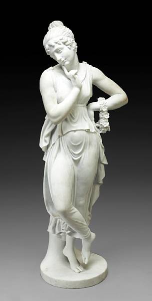 Appraisal: An Italian carved marble figure of a maiden The standing