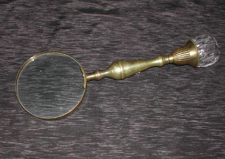 Appraisal: English Brass and Pressed-Cut Glass Magnum Desk Magnifier in the