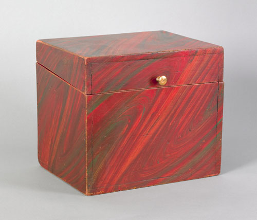 Appraisal: New England painted pine box th c retaining a vibrant