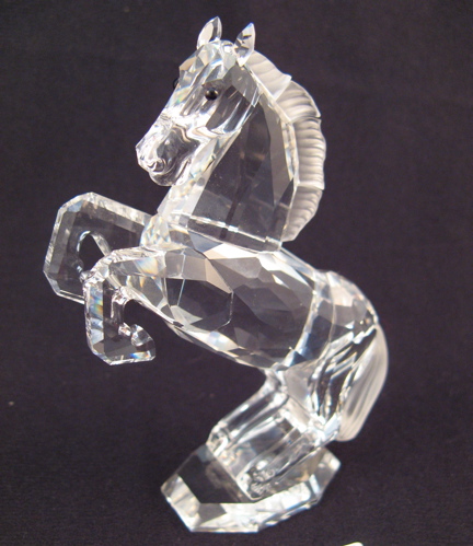 Appraisal: SWAROVSKI AUSTRIAN CUT CRYSTAL FIGURINE White Stallion with black eyes