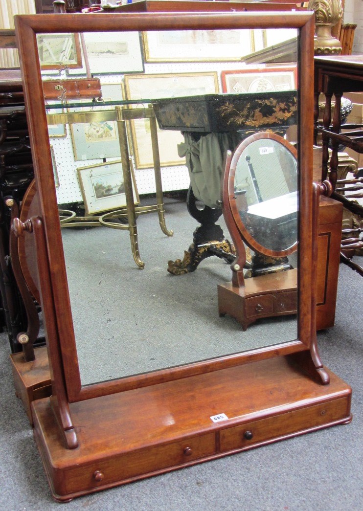 Appraisal: A large th century mahogany swing frame toilet mirror with