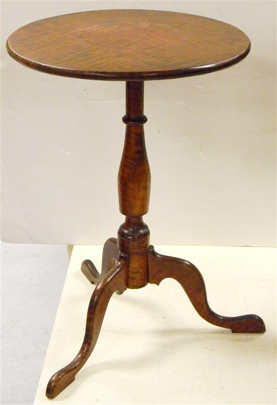 Appraisal: th C figured maple candlestand '' diameter round top tripod