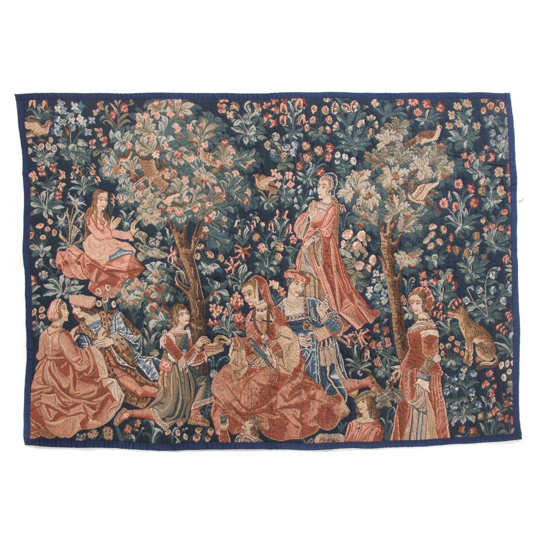 Appraisal: Flemish-style tapestry panel th century probably Belgian machine- woven in