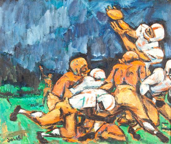 Appraisal: Mervin M Jules American - Football Game oil on masonite