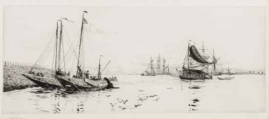 Appraisal: William Lionel Wyllie RA - On the Scheldt etching with