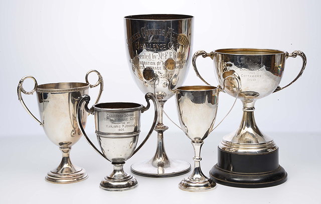 Appraisal: A SILVER TWO HANDLED TROPHY CUP with marks for Chester