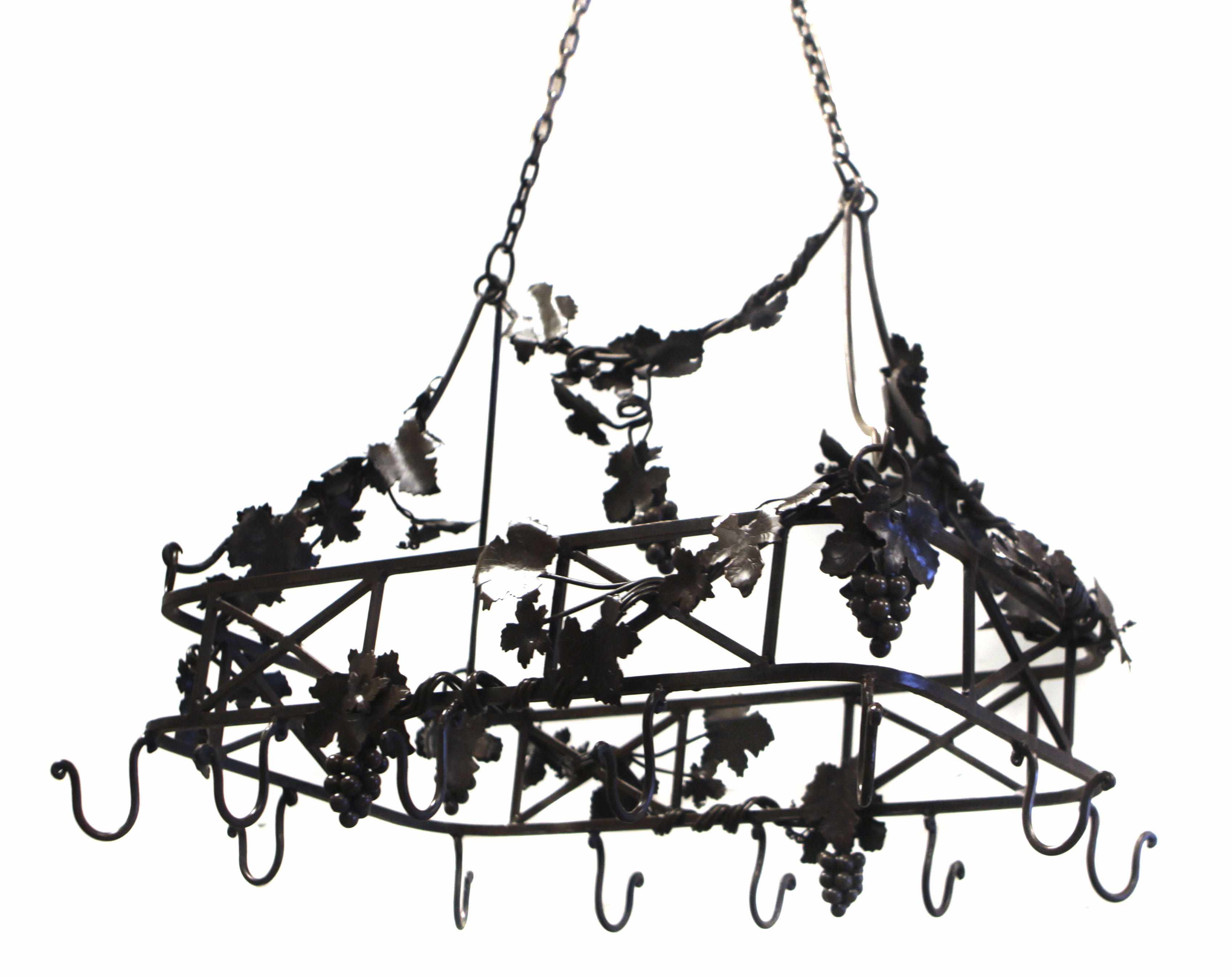 Appraisal: A wrought iron pot rack height in width in depth