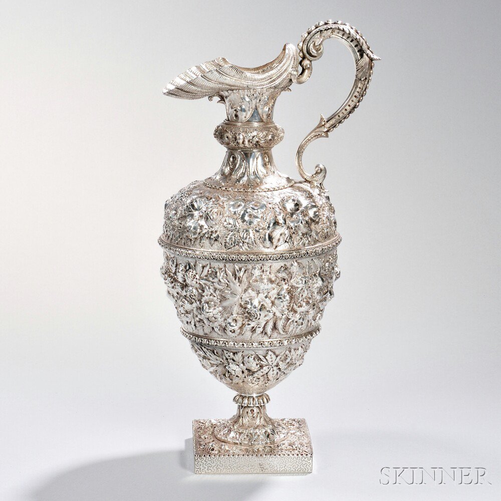 Appraisal: S Kirk Son Silver Ewer Baltimore - the leaf-capped and