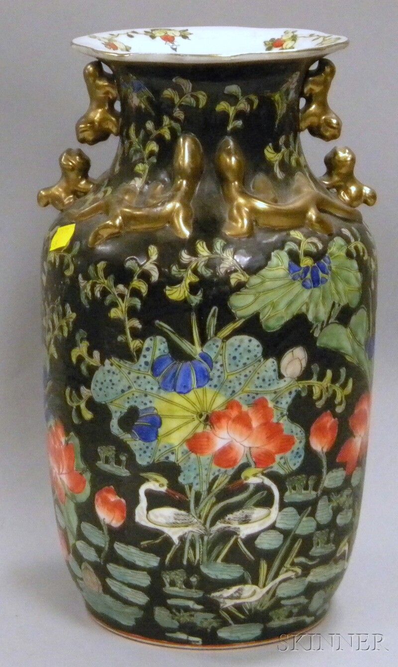 Appraisal: Chinese Famille Noir Porcelain Vase ht in