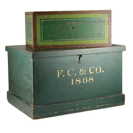 Appraisal: Two Painted Pine and Poplar Boxes Estimate -