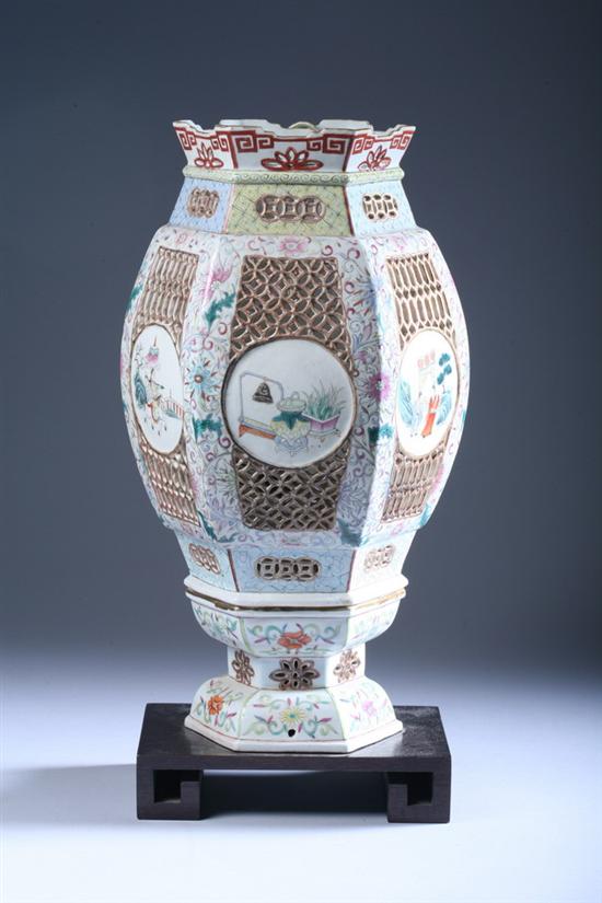 Appraisal: CHINESE FAMILLE ROSE PORCELAIN MARRIAGE LANTERN late Qing Dynasty Precious